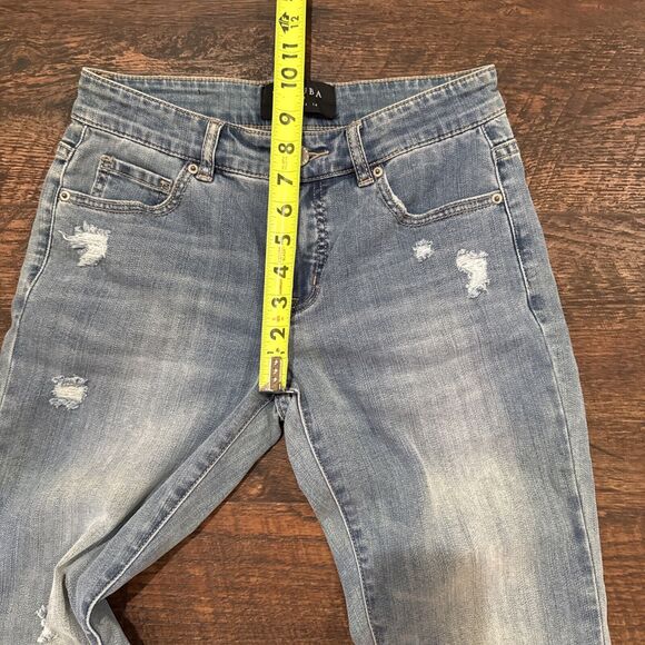 DECJUBA Jeans Boyfriend Mid Rise Ankle Distressed Blue Denim AUS Size 8 US 4 New - Picture 7 of 11